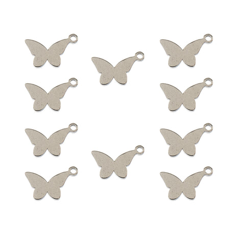 DZ0468-013: Steel Charm 7.9x9.9mm Butterfly  SPL 10PPK