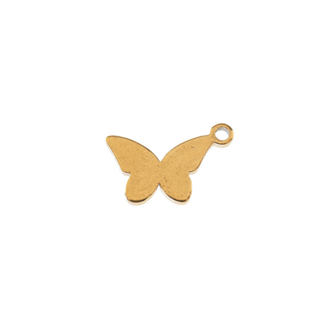 DZ0468-014: Steel Charm 7.9x9.9mm Butterfly GLD PLT 6PPK