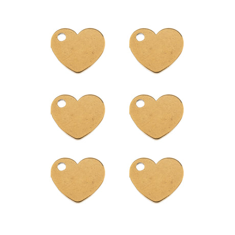 DZ0468-016: Steel Charm 9.0x9.1mm Heart GLD PLT 6PPK