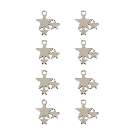 DZ0468-017: Zinc Charms 10.3x10.7mm Stars Silver - 10PPK
