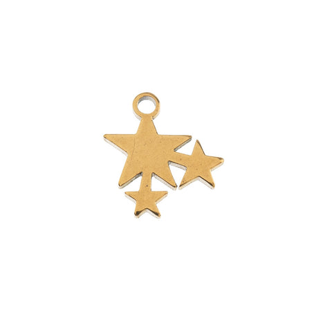 DZ0468-018: Zinc Charms 10.3x10.7mm Stars Gold Plated - 10PPK