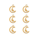 DZ0468-020: Steel Charm 11.7x9.2mm Moon w/Star GLD PLT 6PPK