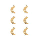 DZ0468-022: Steel Charm 11.7x7.5mm Moon w/Stars GLD PLT 6PPK