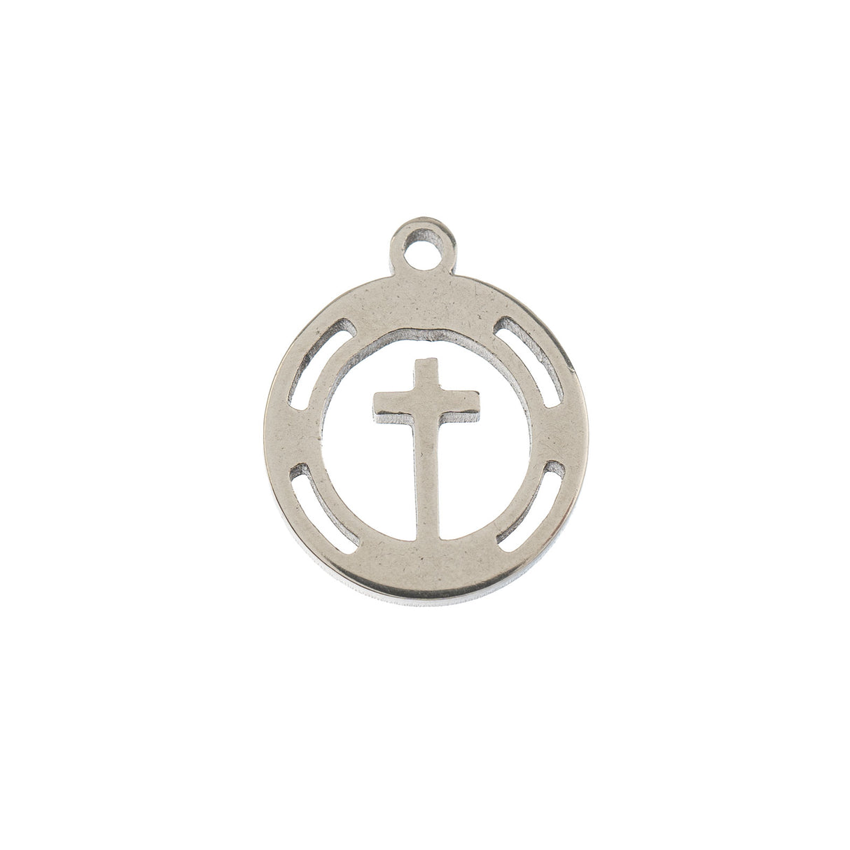 DZ0468-025: Steel Charm 11.4x10mm Cross in Wreath SPL 10PPK