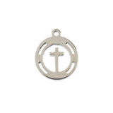 DZ0468-025: Steel Charm 11.4x10mm Cross in Wreath SPL 10PPK