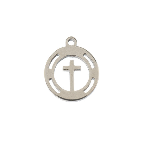 DZ0468-025: Steel Charm 11.4x10mm Cross in Wreath SPL 10PPK