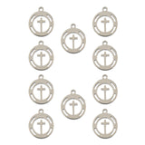 DZ0468-025: Steel Charm 11.4x10mm Cross in Wreath SPL 10PPK