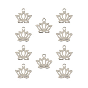 DZ0468-027: Steel Charm 10x9mm Water Lily SPL 10PPK