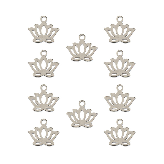 DZ0468-027: Steel Charm 10x9mm Water Lily SPL 10PPK