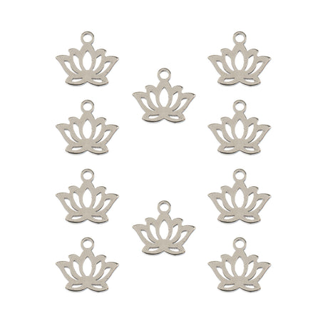 DZ0468-027: Steel Charm 10x9mm Water Lily SPL 10PPK