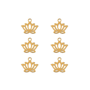 DZ0468-028: Steel Charm 10x9mm Water Lily GLD PLT 6PPK