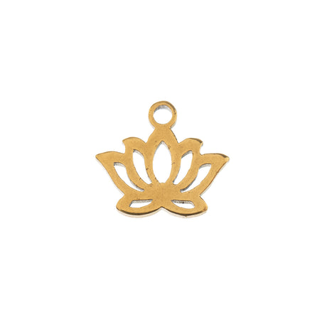 DZ0468-028: Steel Charm 10x9mm Water Lily GLD PLT 6PPK