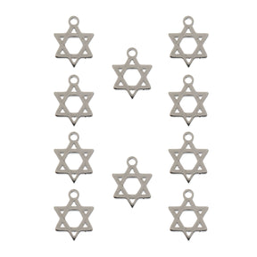 DZ0468-031: Steel Charm 8.7x11.2mm Star of David SPL 10PPK