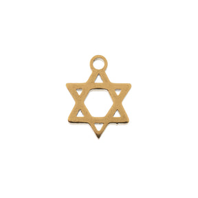 DZ0468-032: Steel Charm 8.7x11.2mm Star of David GLD PLT 6Pc