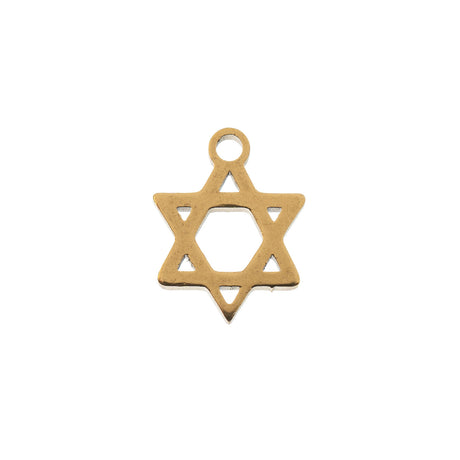 DZ0468-032: Steel Charm 8.7x11.2mm Star of David GLD PLT 6Pc
