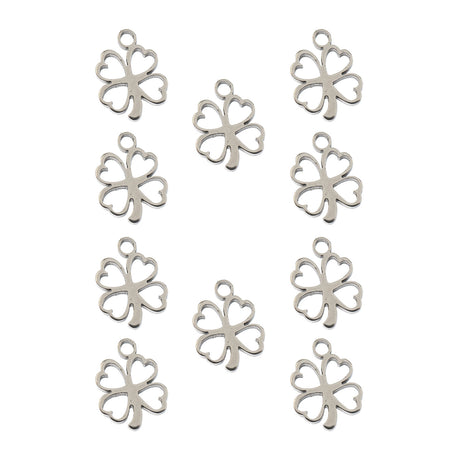 DZ0468-033: Steel Charm 8.5x10.8mm Clover SPL 10PPK