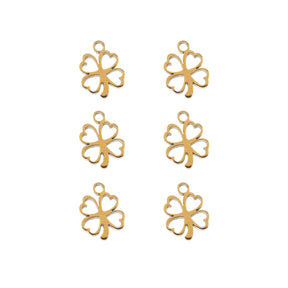 DZ0468-034: Steel Charm 8.5x10.8mm Clover GLD PLT 6PPK