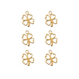 DZ0468-034: Steel Charm 8.5x10.8mm Clover GLD PLT 6PPK