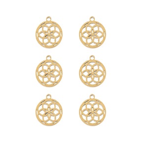 DZ0468-036: Steel Charm 9.1x10.5mm Dreamcatcher GLD PLT 6PPK