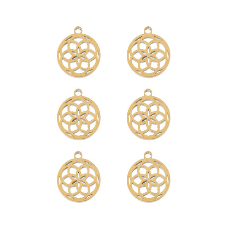 DZ0468-036: Steel Charm 9.1x10.5mm Dreamcatcher GLD PLT 6PPK