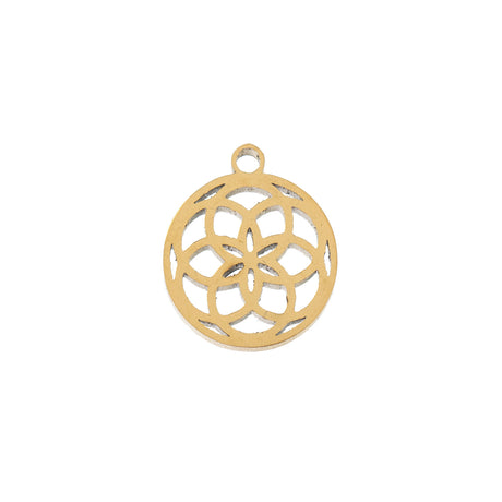 DZ0468-036: Steel Charm 9.1x10.5mm Dreamcatcher GLD PLT 6PPK