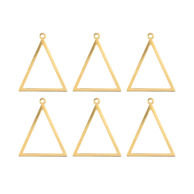  DZ1405-37: Beadwork Findings Gold Pendant Triangle 27.5x34.5mm 6PPK