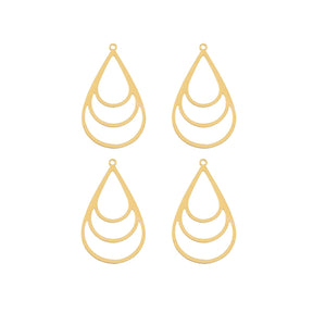  DZ1405-44: Beadwork Findings Gold Pendant Multi Drop 21x36mm 4PPK