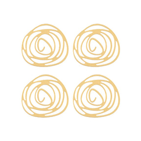  DZ1405-46: Beadwork Findings Gold Pendant Rose 32x30mm 4PPK