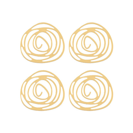  DZ1405-46: Beadwork Findings Gold Pendant Rose 32x30mm 4PPK