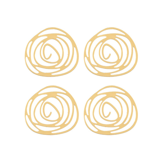  DZ1405-46: Beadwork Findings Gold Pendant Rose 32x30mm 4PPK