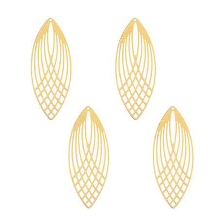  DZ1405-47: Beadwork Findings Gold Pendant Elipse 22x56mm 4PPK