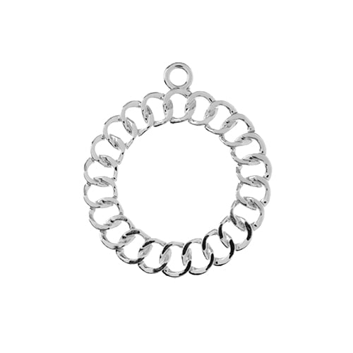  DZ1406-03: Beadwork Findings Silver Pendant Chain 28x32mm 5PPK