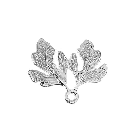  DZ1406-15: Beadwork Findings Silver Pendant Two Leaves 18x21mm 6PPK