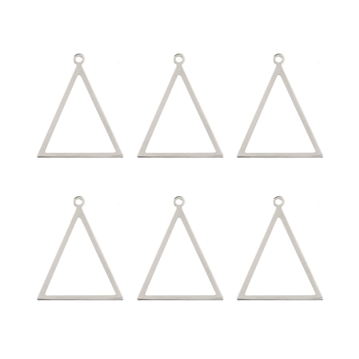  DZ1406-37: Beadwork Findings Silver Pendant Triangle 27.5x34.5mm 6PPK