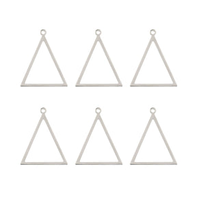  DZ1406-37: Beadwork Findings Silver Pendant Triangle 27.5x34.5mm 6PPK