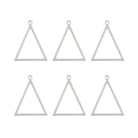  DZ1406-37: Beadwork Findings Silver Pendant Triangle 27.5x34.5mm 6PPK