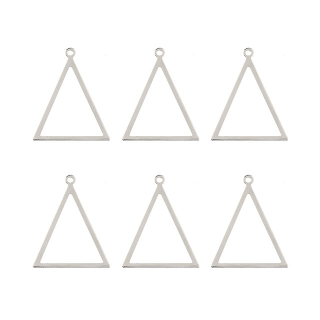  DZ1406-37: Beadwork Findings Silver Pendant Triangle 27.5x34.5mm 6PPK