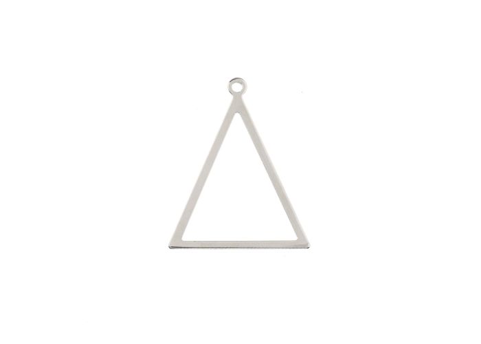 DZ1406-37: Beadwork Findings Silver Pendant Triangle 27.5x34.5mm 6PPK