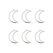 DZ1406-38: Beadwork Findings Silver Pendant Moon 17.5x26mm 6PPK