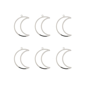  DZ1406-38: Beadwork Findings Silver Pendant Moon 17.5x26mm 6PPK