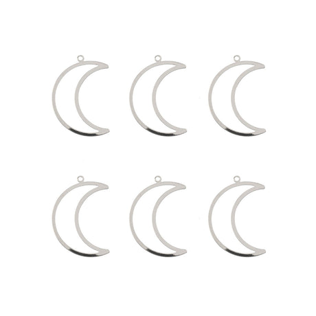  DZ1406-38: Beadwork Findings Silver Pendant Moon 17.5x26mm 6PPK
