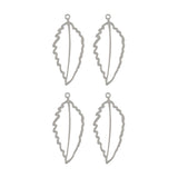  DZ1406-40: Beadwork Findings Silver Pendant Art Leaf 18.5x41.5mm 4PPK