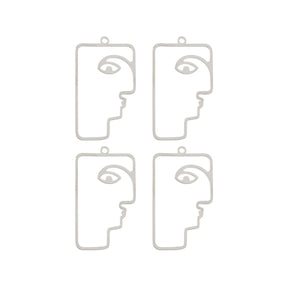  DZ1406-43: Beadwork Findings Silver Pendant Face 22.5x40.5mm 4PPK