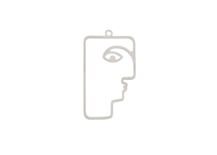 DZ1406-43: Beadwork Findings Silver Pendant Face 22.5x40.5mm 4PPK
