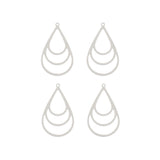  DZ1406-44: Beadwork Findings Silver Pendant Multi Drop 21x36mm 4PPK
