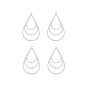  DZ1406-44: Beadwork Findings Silver Pendant Multi Drop 21x36mm 4PPK