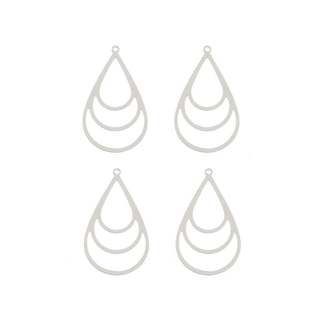  DZ1406-44: Beadwork Findings Silver Pendant Multi Drop 21x36mm 4PPK