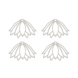  DZ1406-45: Beadwork Findings Silver Pendant Lotus Flower 34x24mm 4PPK