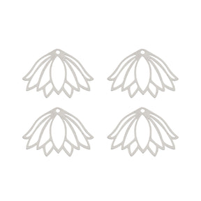  DZ1406-45: Beadwork Findings Silver Pendant Lotus Flower 34x24mm 4PPK