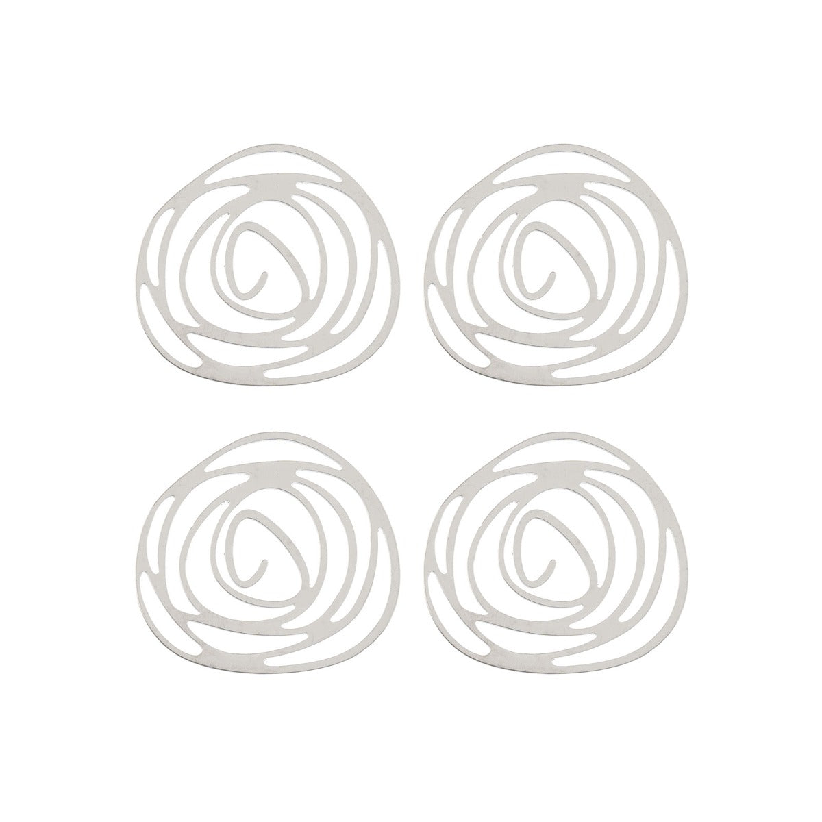  DZ1406-46: Beadwork Findings Silver Pendant Rose 32x30mm 4PPK